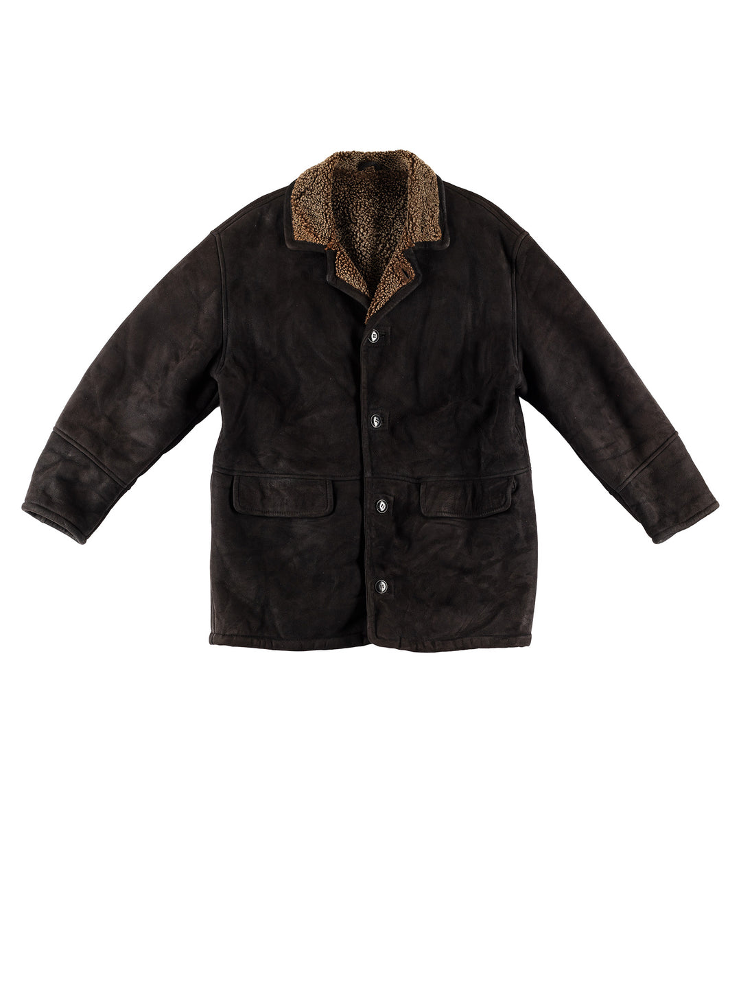 Vintage 80's Men Sheepskin Coat in BlackVN738