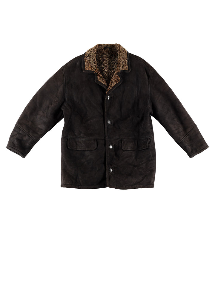 Vintage 80's Men Sheepskin Coat in BlackVN738