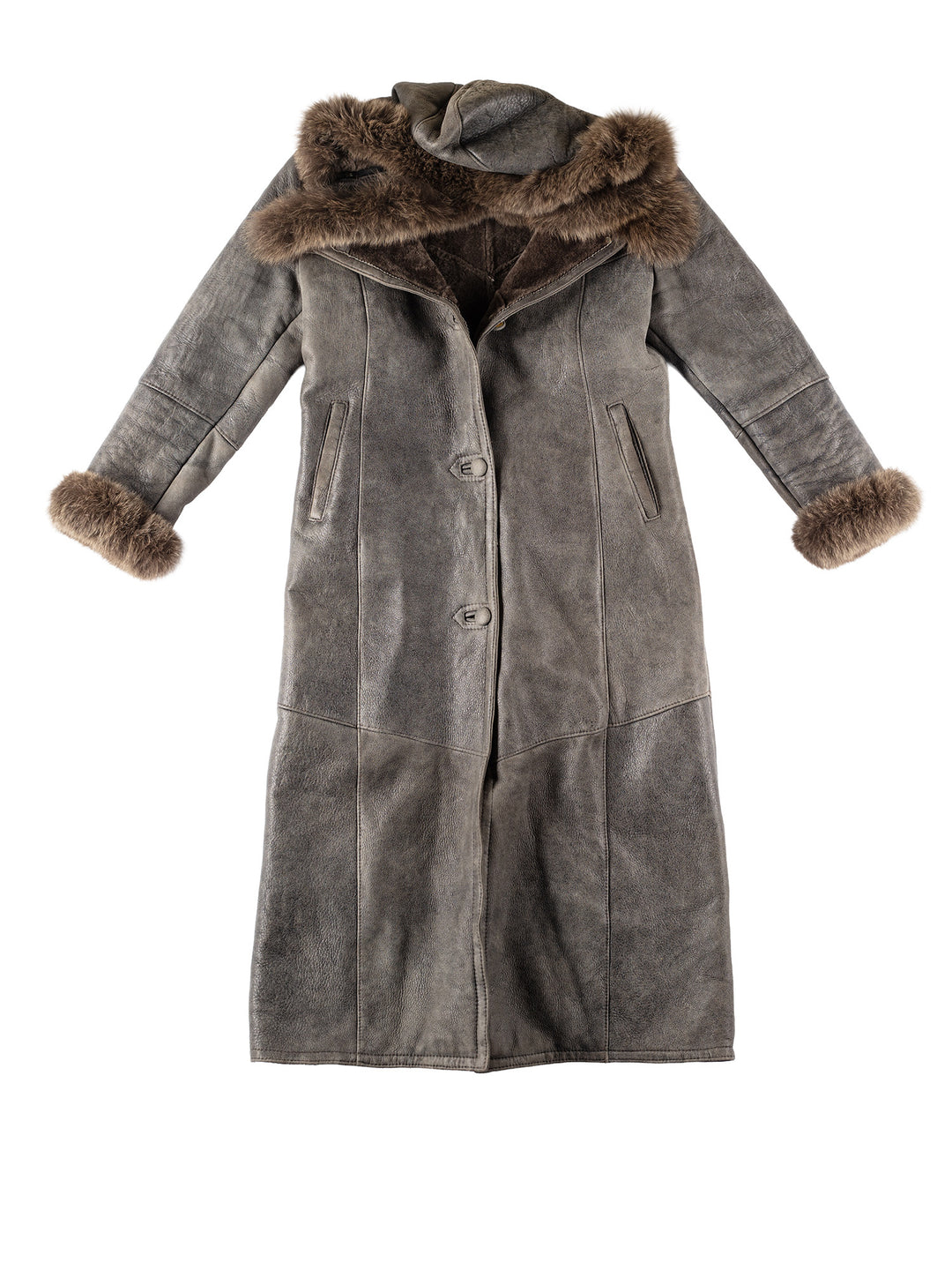 Vintage 70's Women Sheepskin Coat in GrayMN293