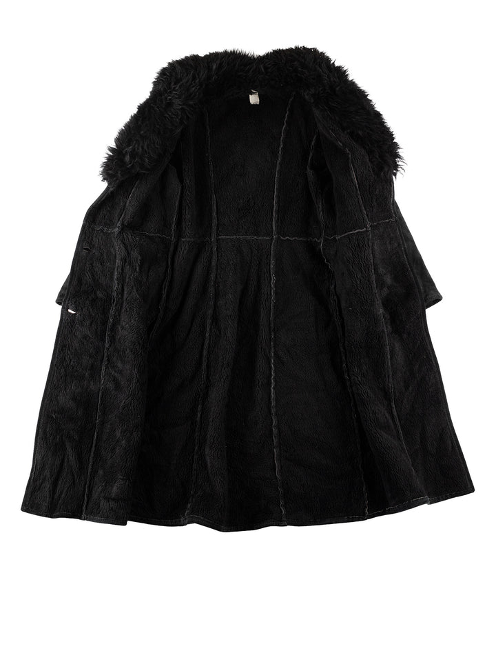 Vintage 70's Women Faux Sheepskin Coat in BlackMN643