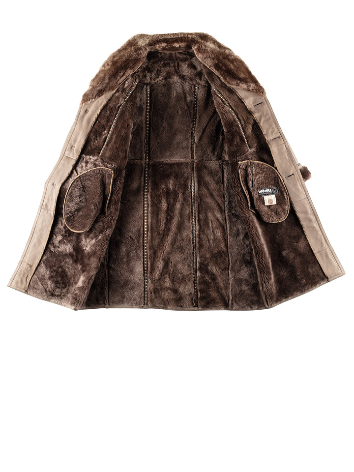 Vintage 80's Men Sheepskin Coat in GrayVN659