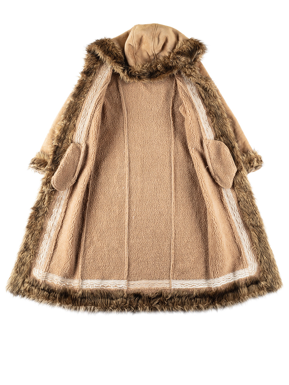 Vintage 70's Women Faux Sheepskin Coat in BeigeMN645