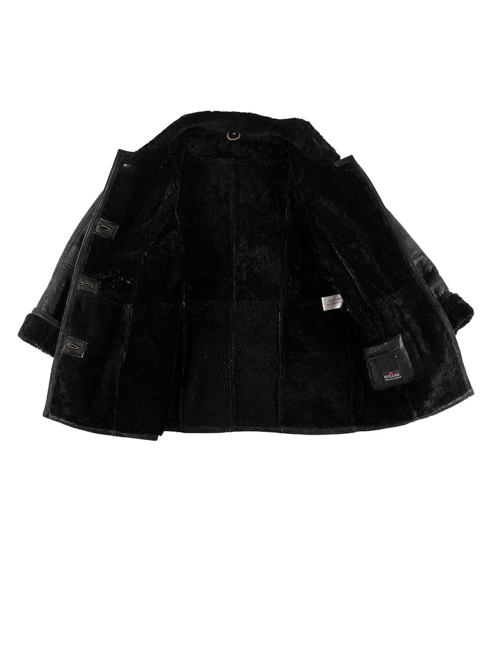 Vintage 80's Women Sheepskin Coat in BlackMN391