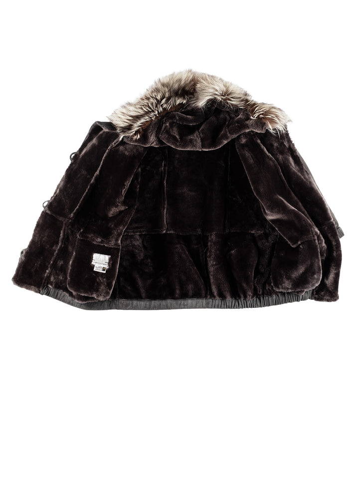 Vintage 80's Women Sheepskin Coat in GrayMN411