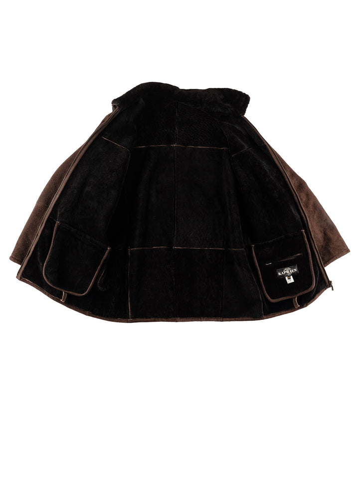 Vintage 80's Men Sheepskin Coat in BrownVN608