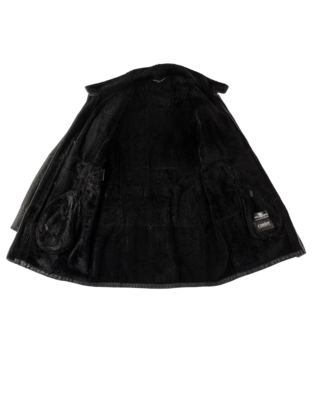 Vintage 80's Men Sheepskin Coat in BlackVN519