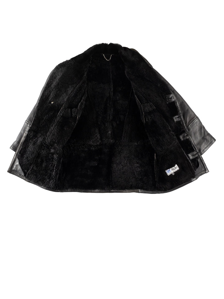 Vintage 80's Men Sheepskin Coat in BlackVN325