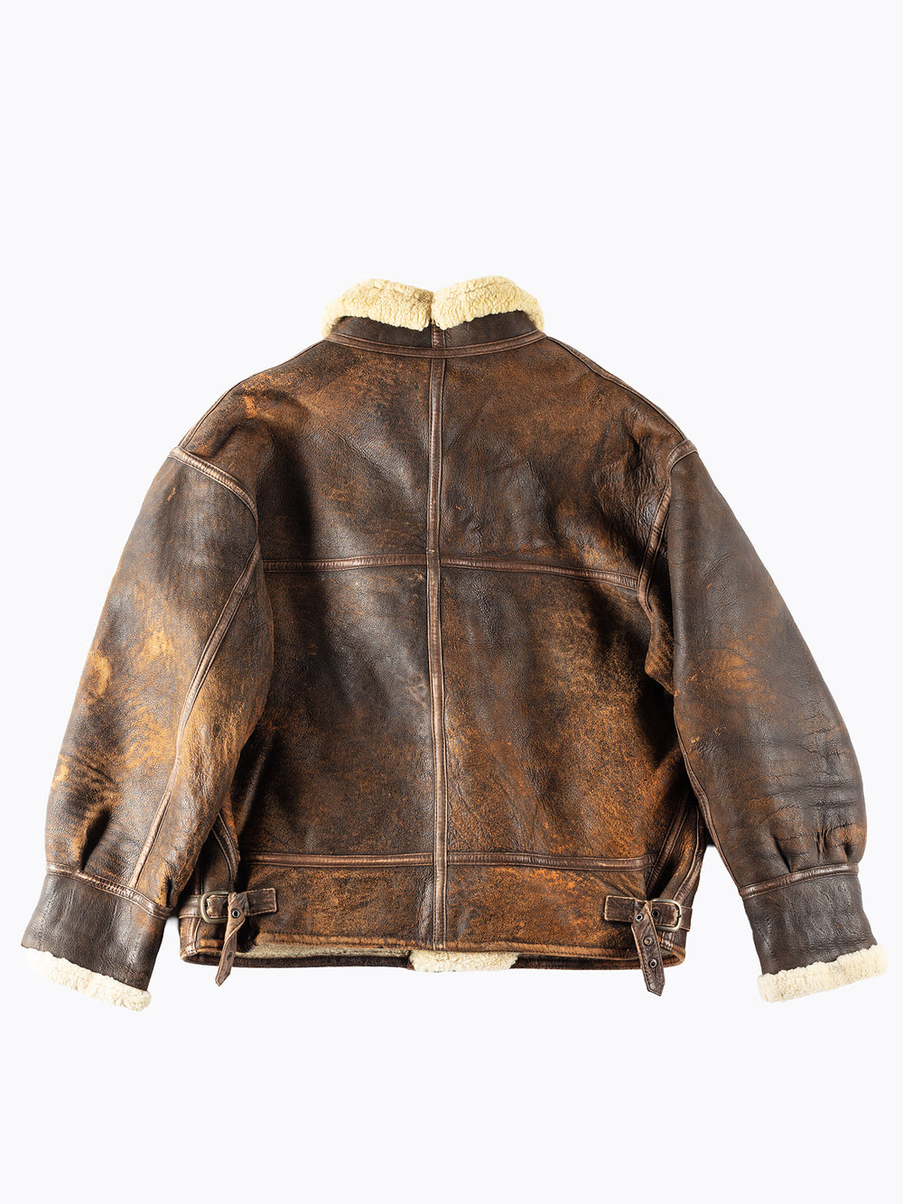 Vintage 90's Men Sheepskin Shearling Jacket in Brown