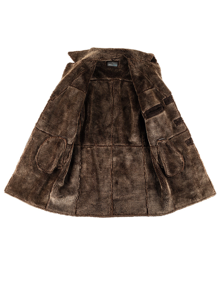 Vintage 70's Men Faux Sheepskin Coat in BrownVN710