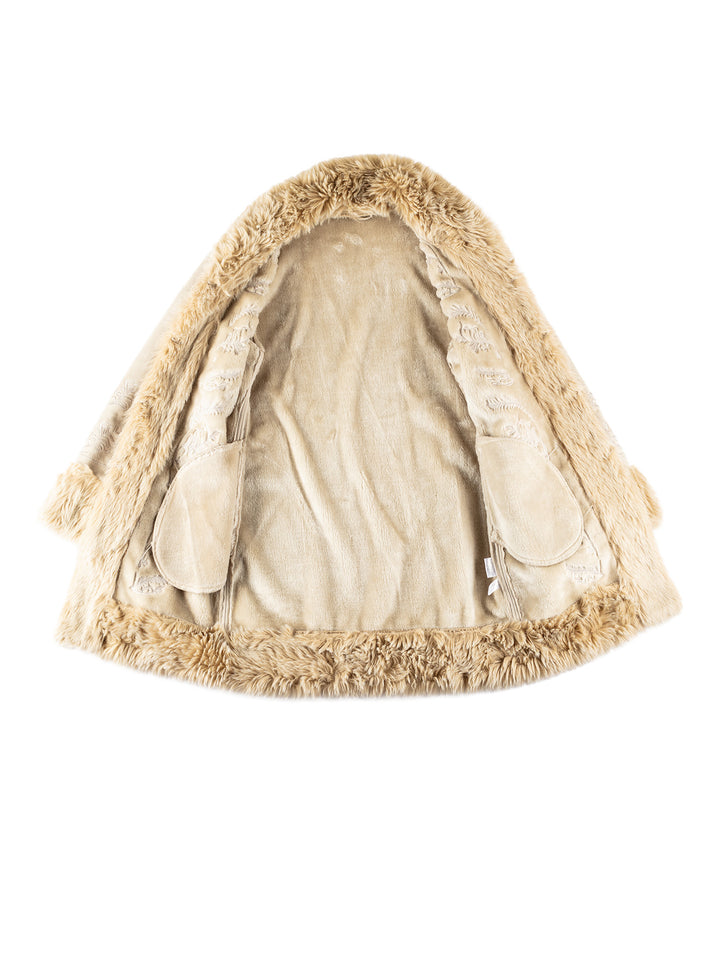 Vintage 70's Women Faux Sheepskin Coat in BeigeMN652