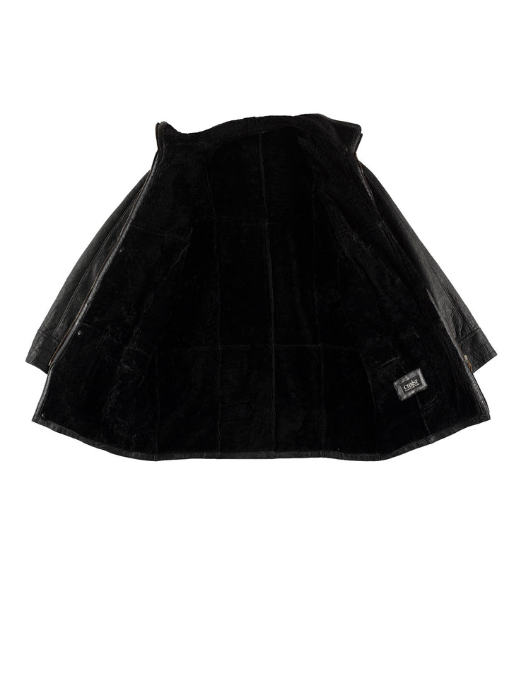 Vintage 80's Men Sheepskin Coat in BlackVN503
