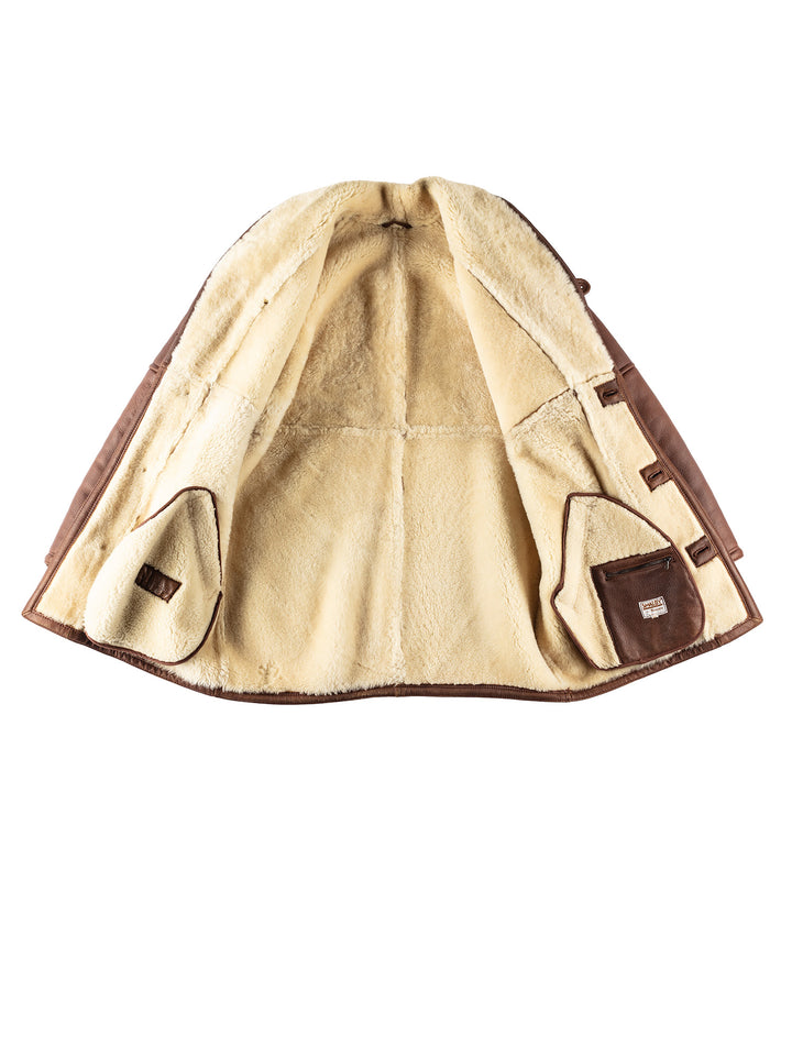Vintage 80's Men Sheepskin Coat in BrownVN401
