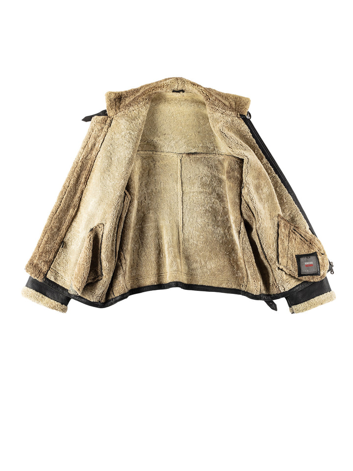 Vintage 80's Men Sheepskin Jacket in BlackVN527