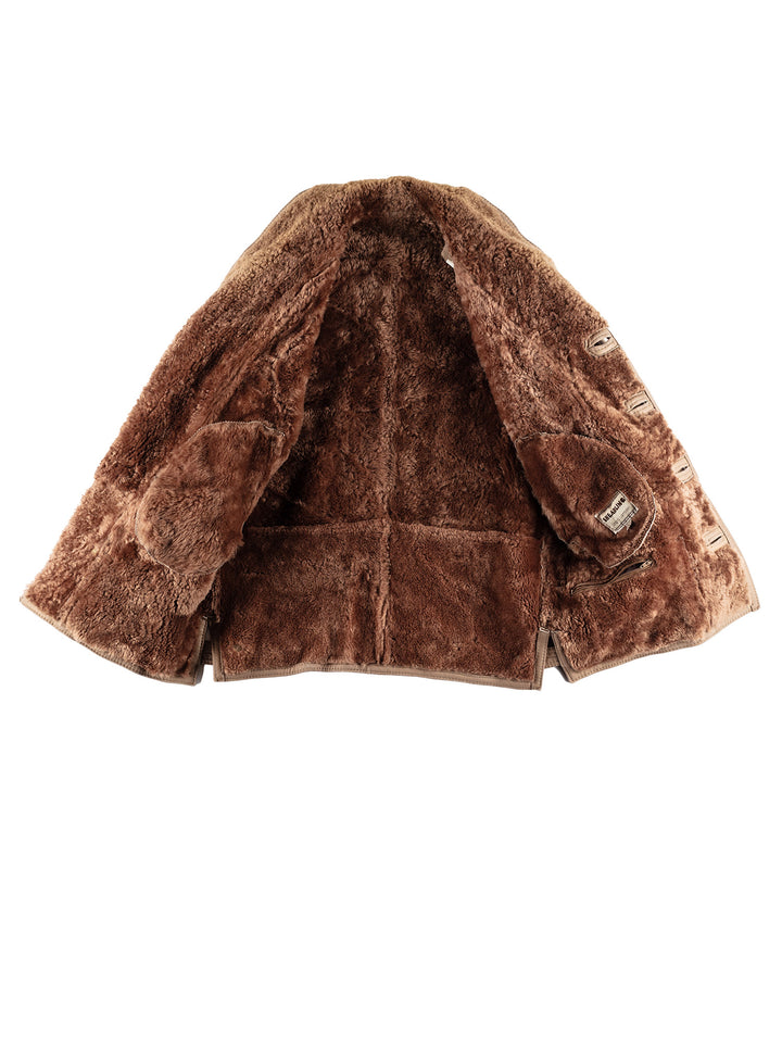 Vintage 80's Men Sheepskin Coat in BeigeVN460