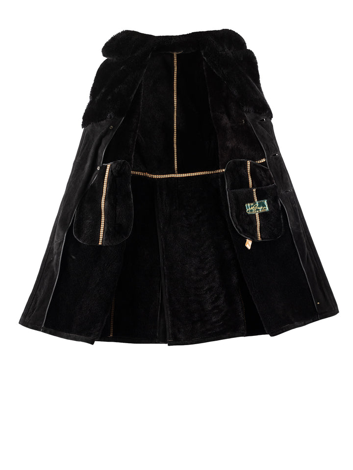 Vintage 70's Men Sheepskin Coat in BlackVN790