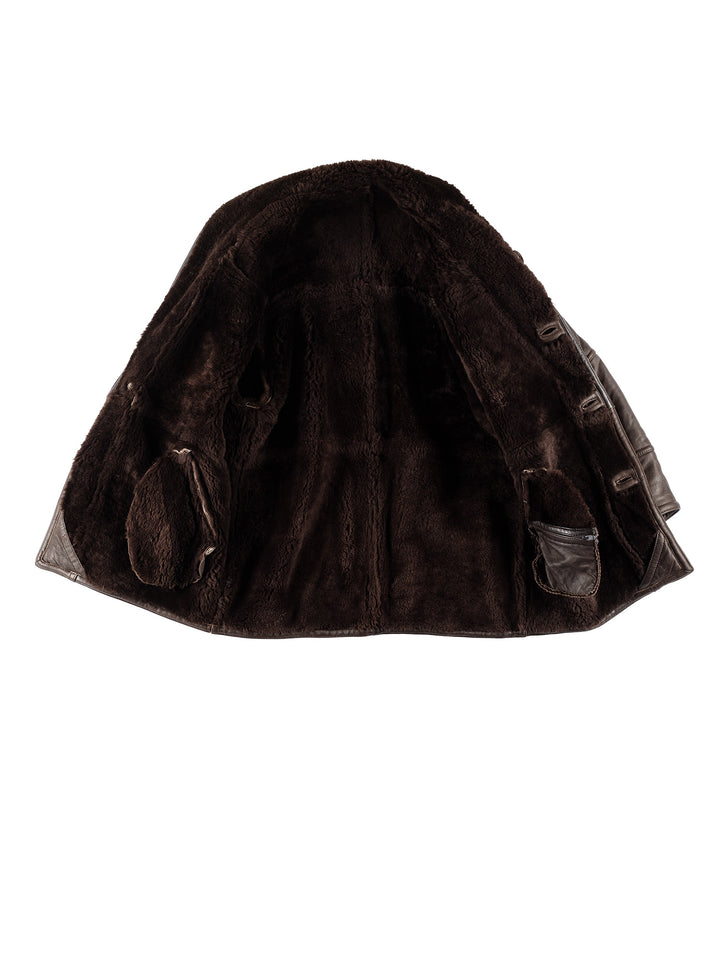 Vintage 80's Men Sheepskin Coat in BrownVN732
