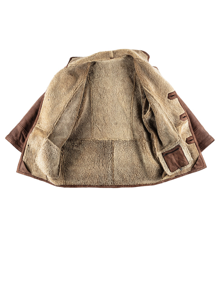 Vintage 80's Men Sheepskin Coat in BrownVN440