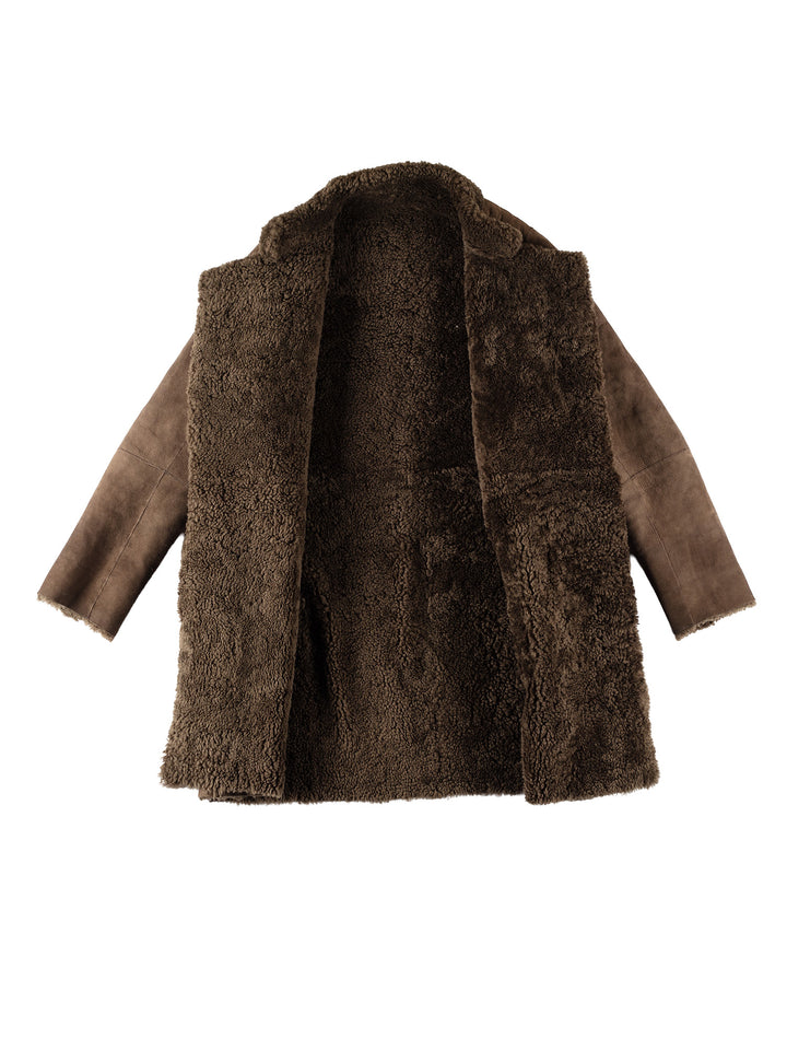 Vintage 80's Women Sheepskin Coat in BrownMN707
