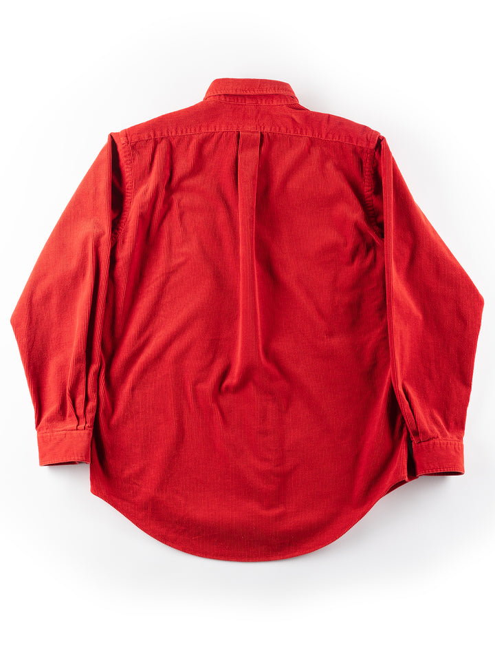 Vintage 2000. gadu Vīriešu Ralph Lauren Velveta Krekls Sarkanā Krāsā