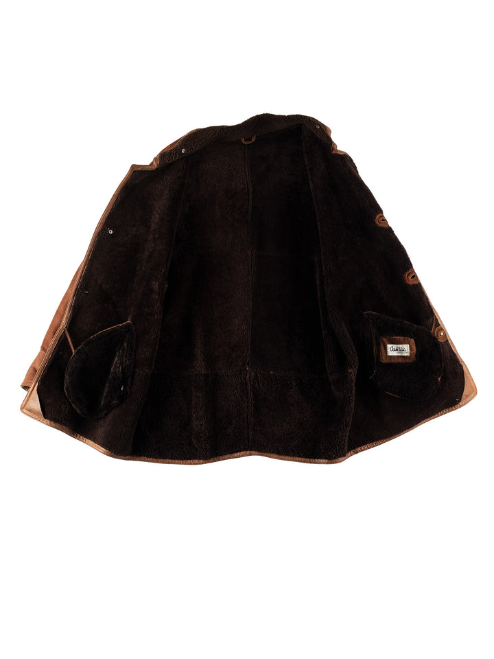 Vintage 80's Men Sheepskin Coat in BrownVN640