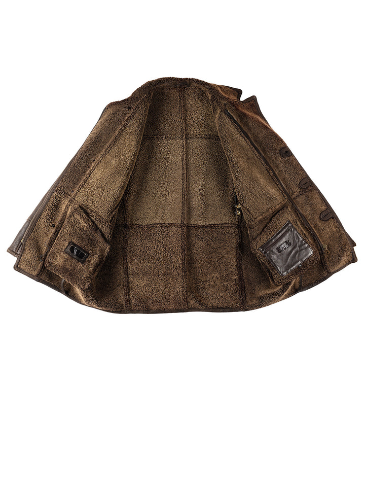Vintage 80's Men Sheepskin Coat in BrownVN357