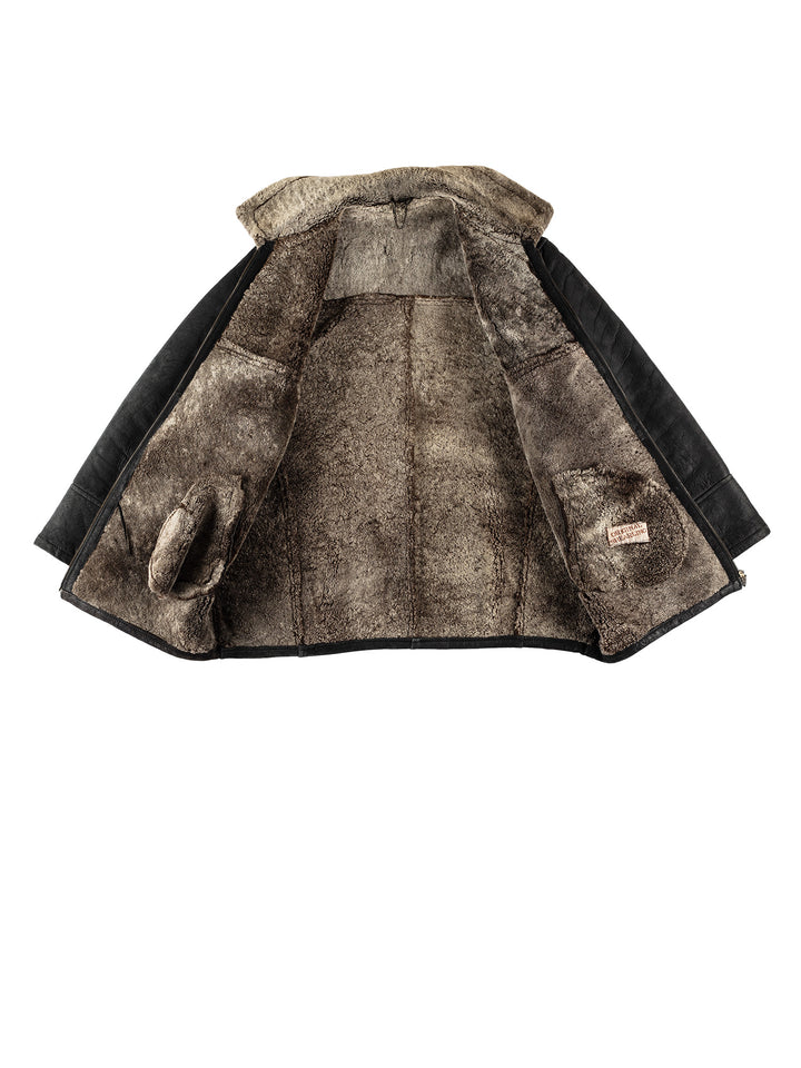 Vintage 80's Men Sheepskin Coat in BlackVN693