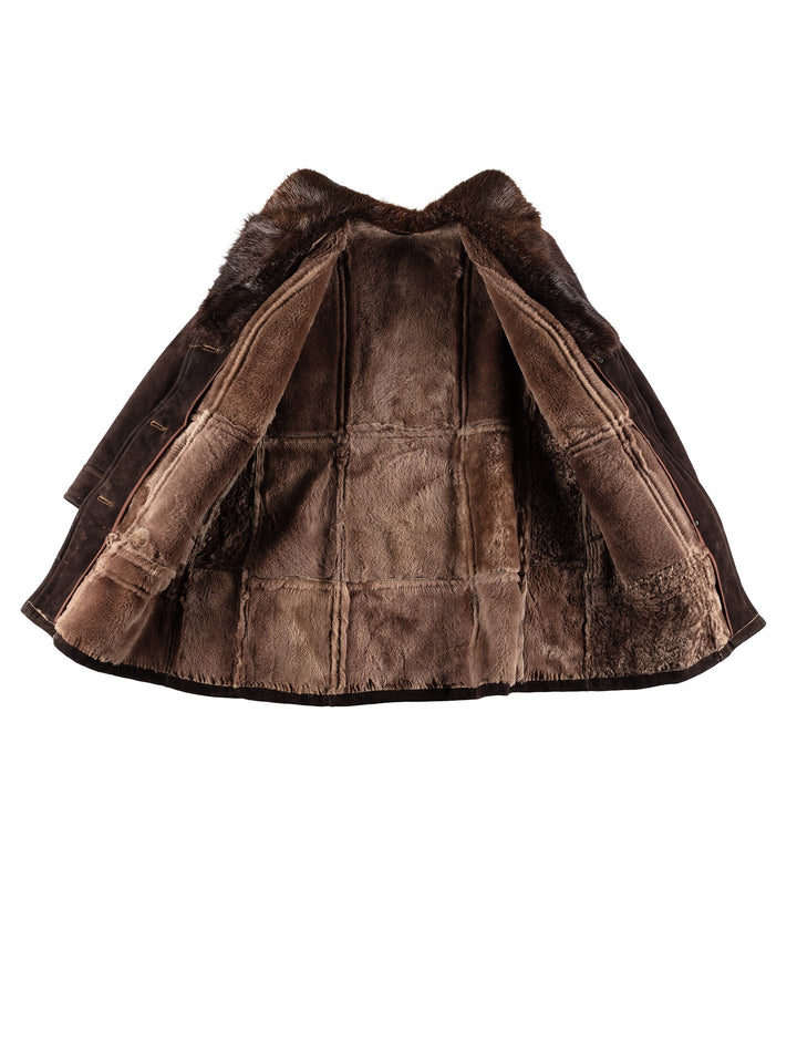 Vintage 80's Women Sheepskin Coat in BrownMN492