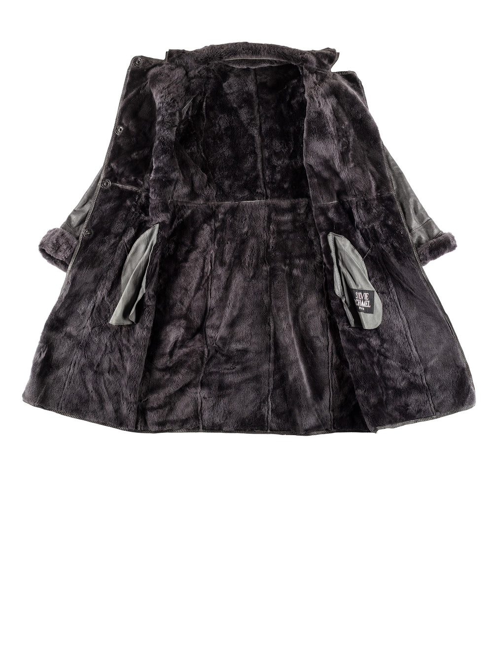 Vintage 70's Women Sheepskin Coat in GrayMN437