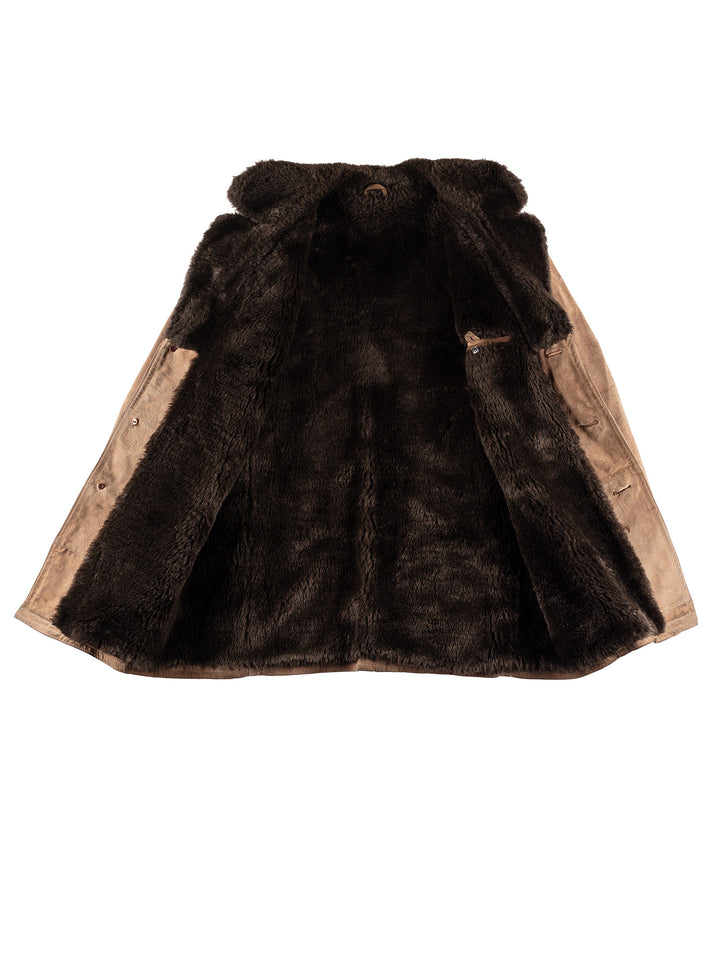 Vintage 70's Men Faux Sheepskin Coat in BrownVN439