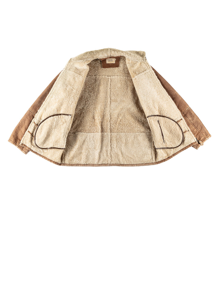 Vintage 80's Men Sheepskin Coat in BrownVN718