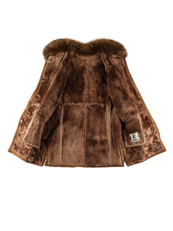 Vintage 70's Women Sheepskin Coat in BrownMN649