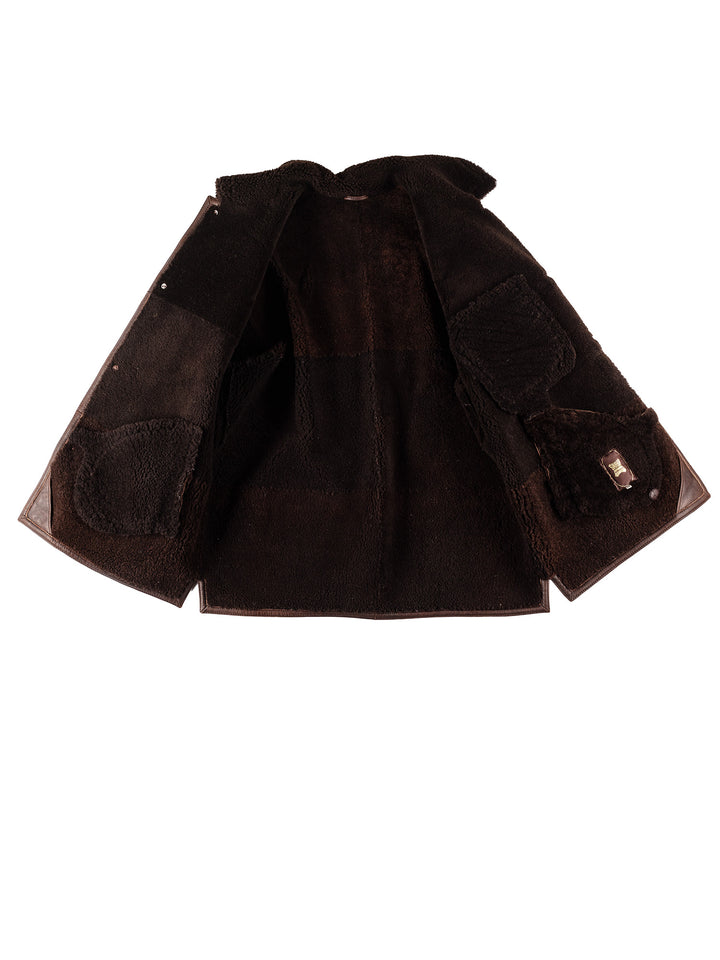 Vintage 80's Men Sheepskin Coat in BrownVN665