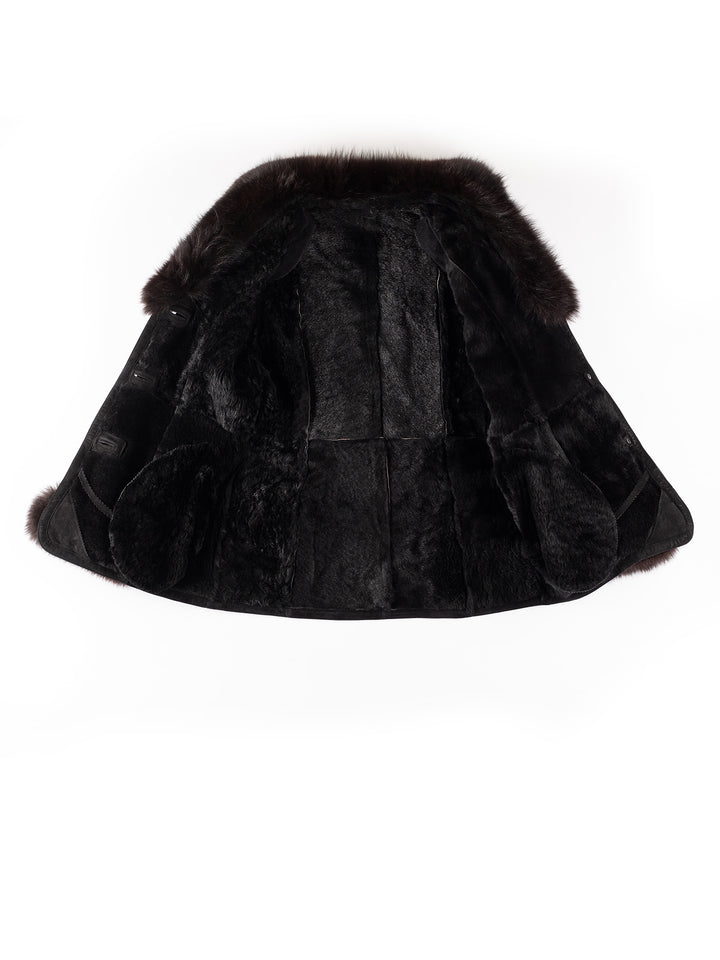 Vintage 70's Women Sheepskin Coat in BlackMN314