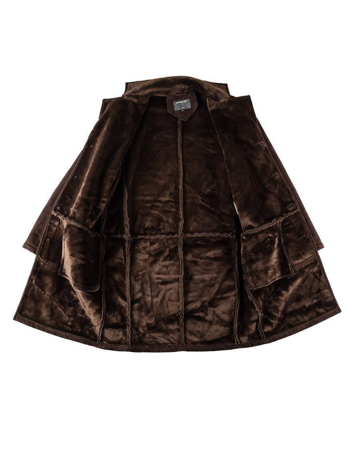 Vintage 90's Men Faux Sheepskin Coat in BrownMN512