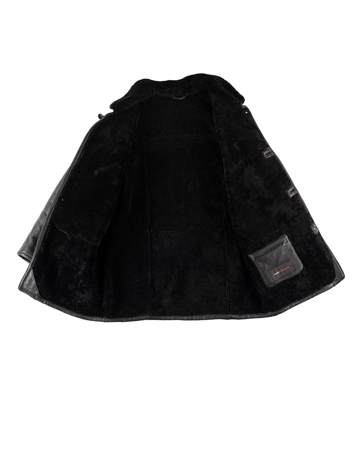 Vintage 80's Men Sheepskin Coat in BlackVN661