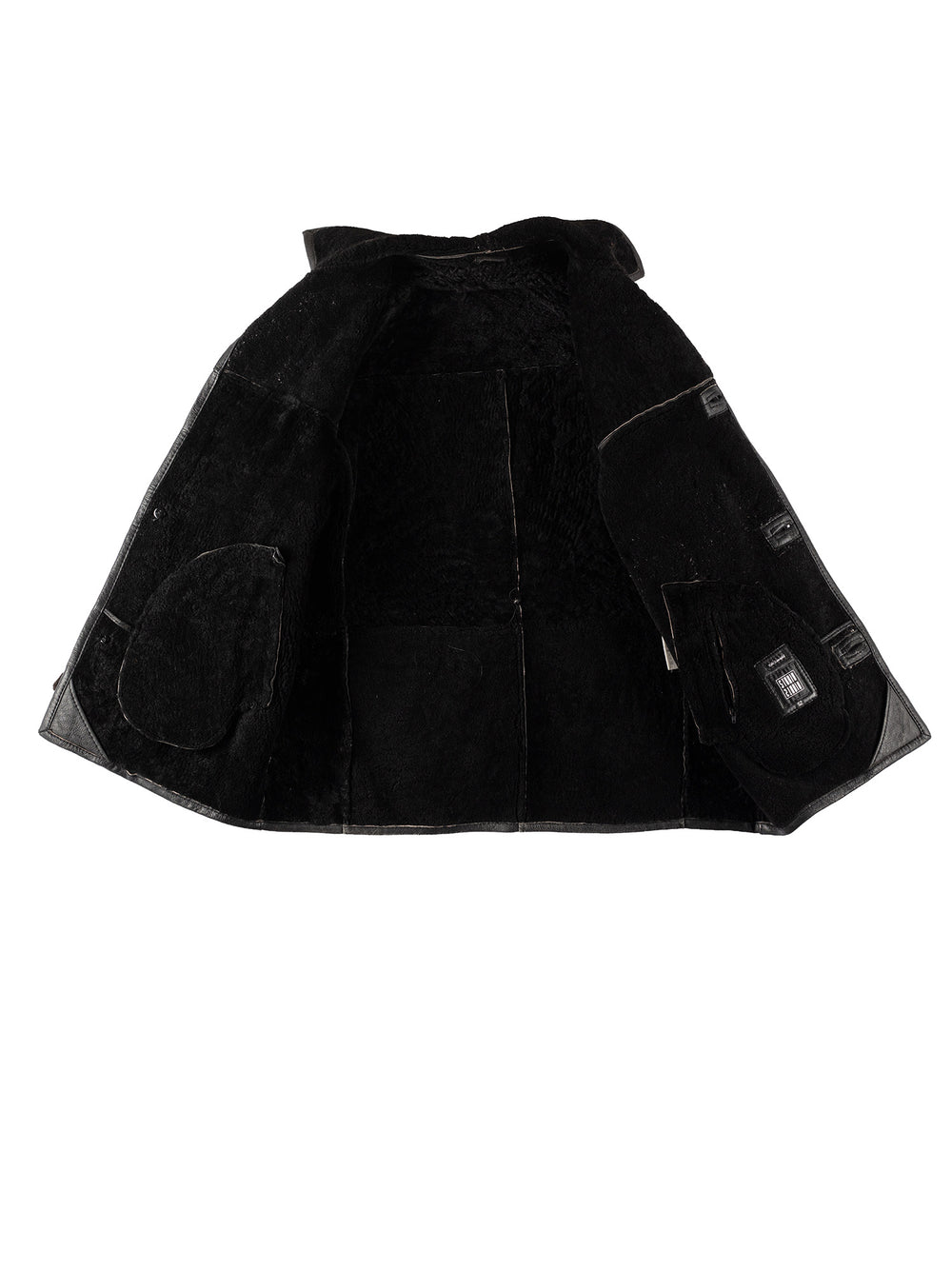 Vintage 80's Men Sheepskin Coat in BlackVN413