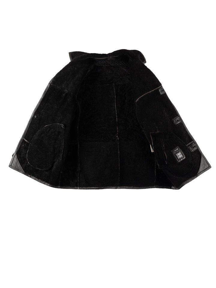 Vintage 80's Men Sheepskin Coat in BlackVN413