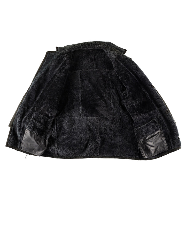 Vintage 80's Men Sheepskin Coat in BlackVN431