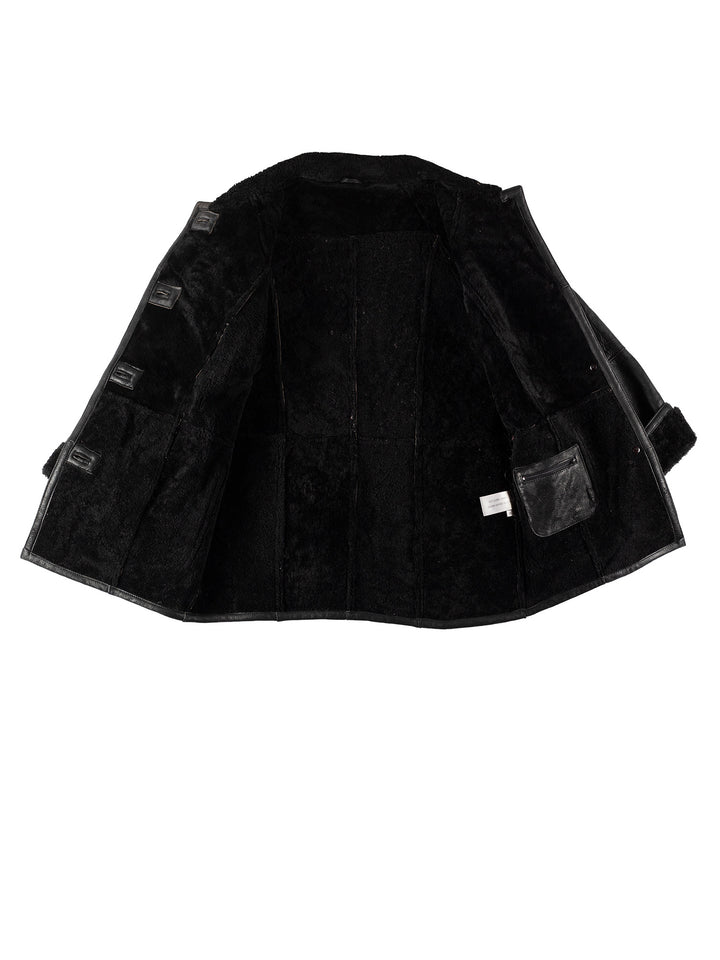 Vintage 80's Women Sheepskin Coat in BlackMN725