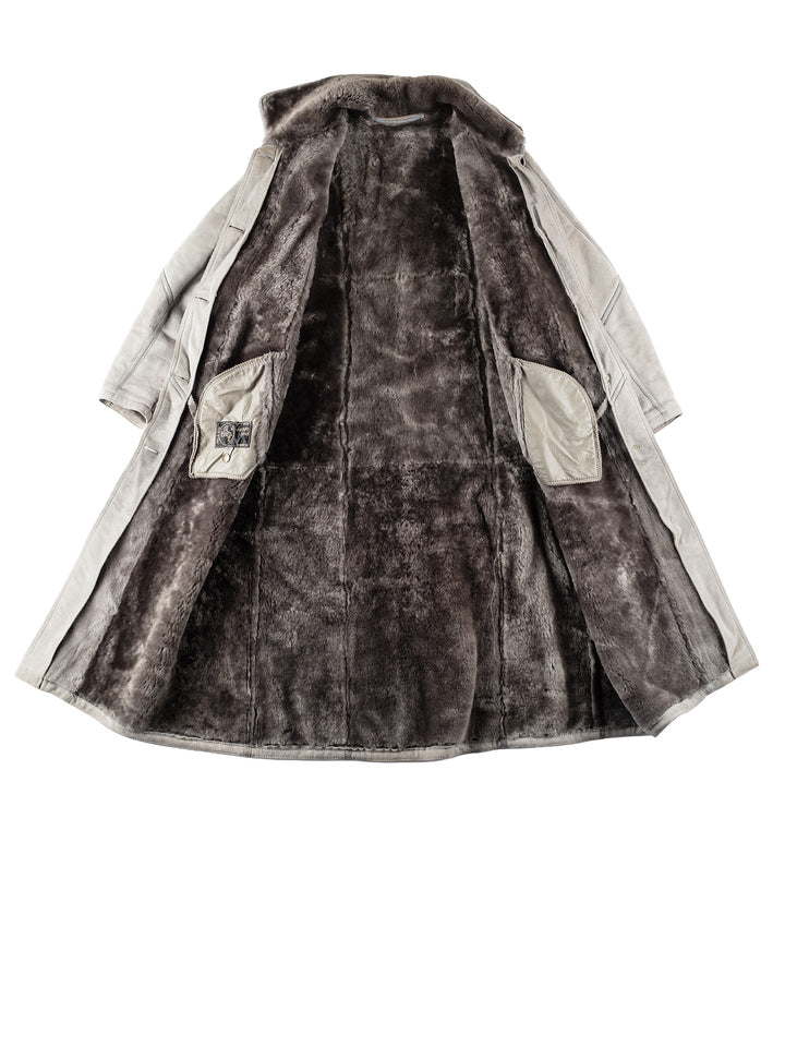 Vintage 80's Women Sheepskin Coat in GrayMN639