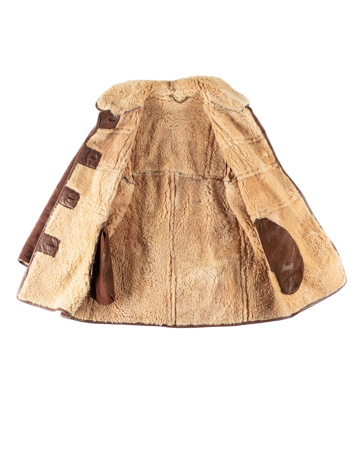 Vintage 80's Women Sheepskin Coat in BrownMN770