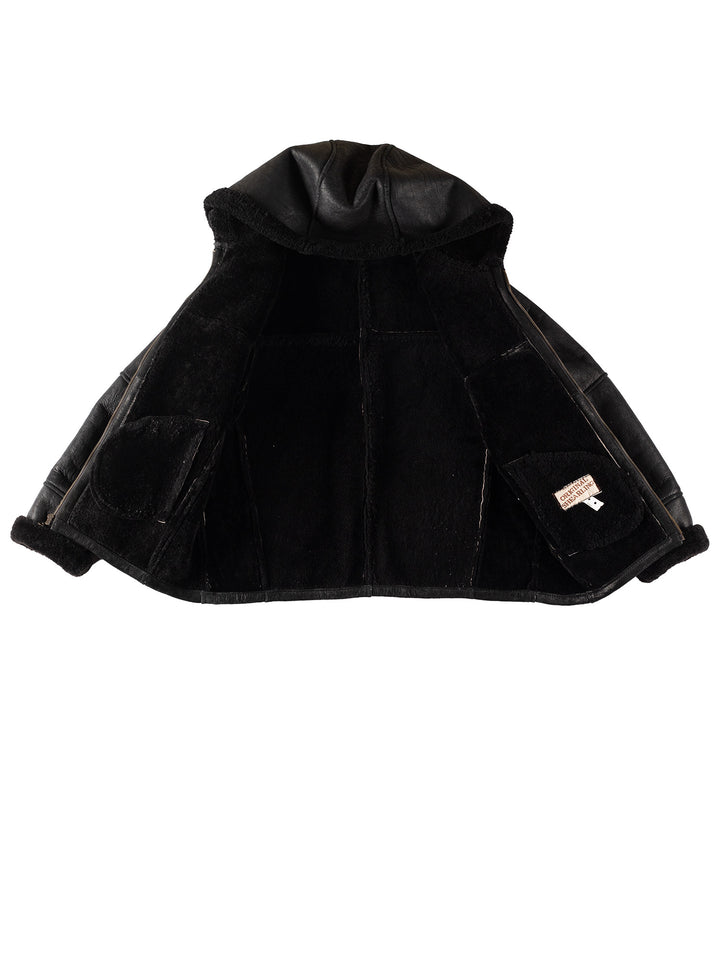 Vintage 80's Women Sheepskin Coat in BlackMN351