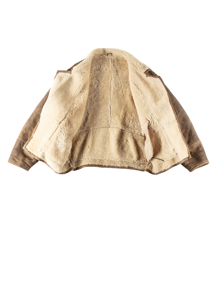 Vintage 80's Men Sheepskin Coat in BrownVN517
