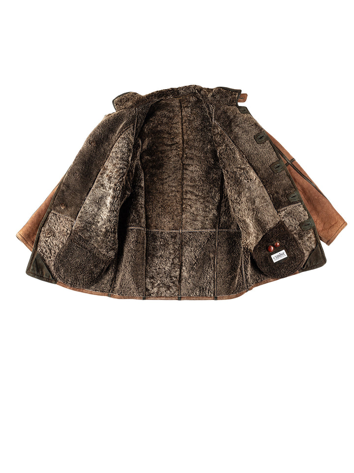 Vintage 80's Men Sheepskin Coat in BrownVN343