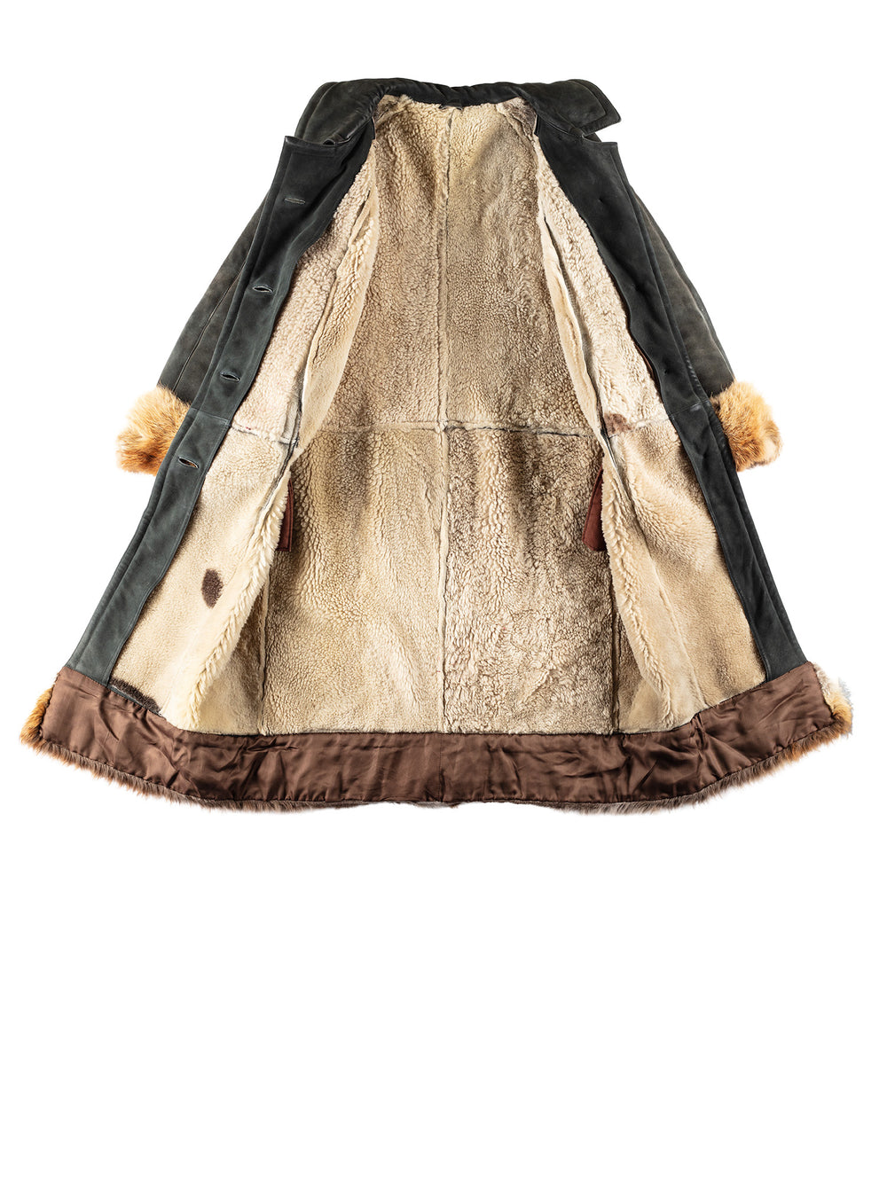 Vintage 70's Women Sheepskin Coat in GreenMN806