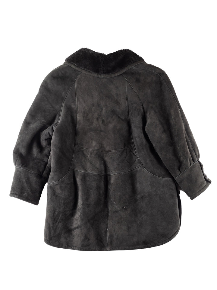Vintage 90's Women Sheepskin Coat in Black