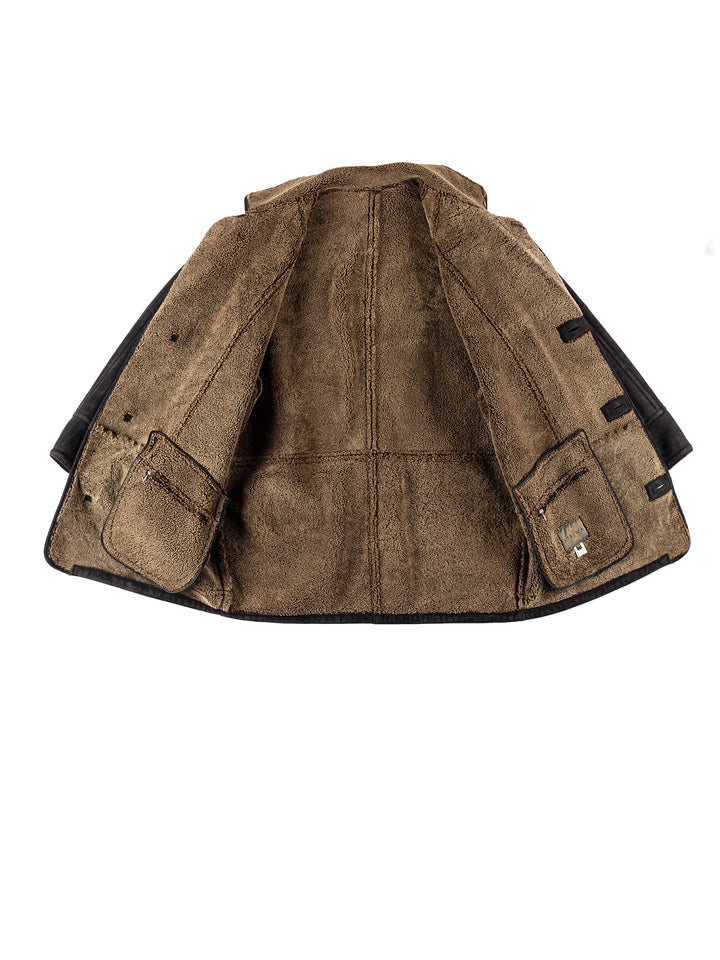 Vintage 80's Men Sheepskin Coat in GrayVN714