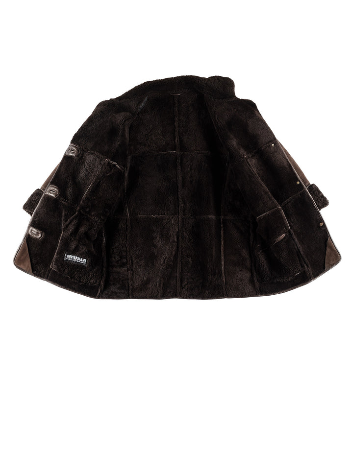 Vintage 80's Women Sheepskin Coat in BrownMN405