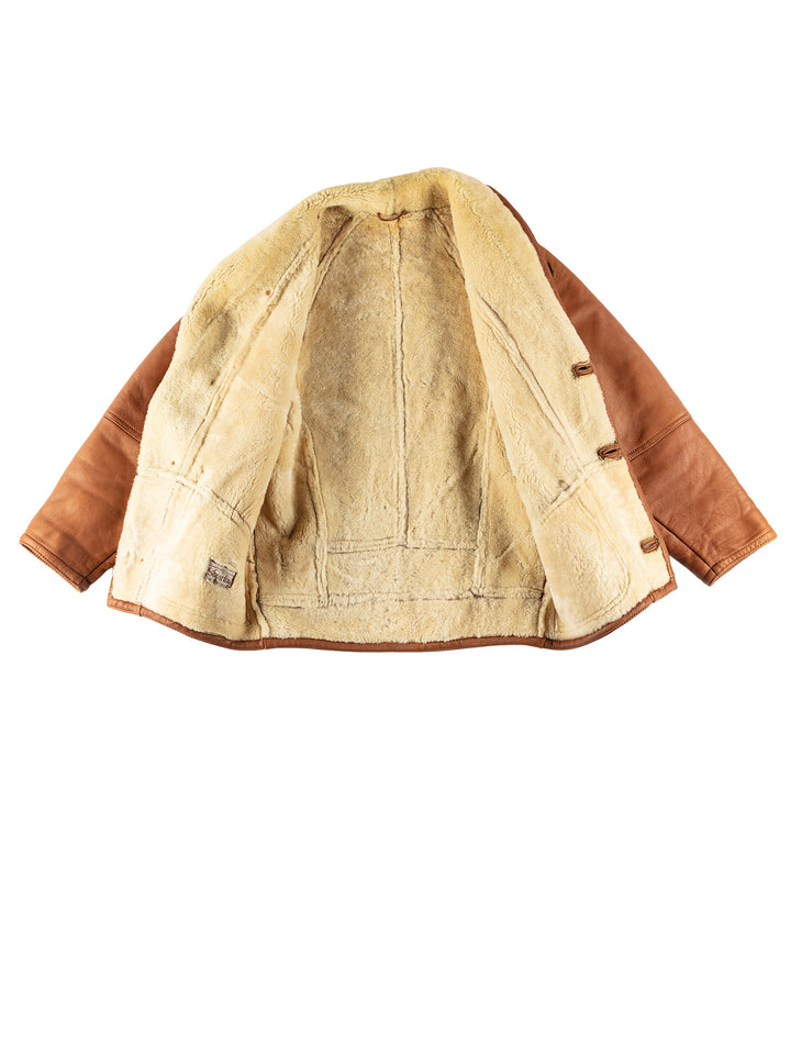 Vintage 80's Men Sheepskin Coat in BrownVN683