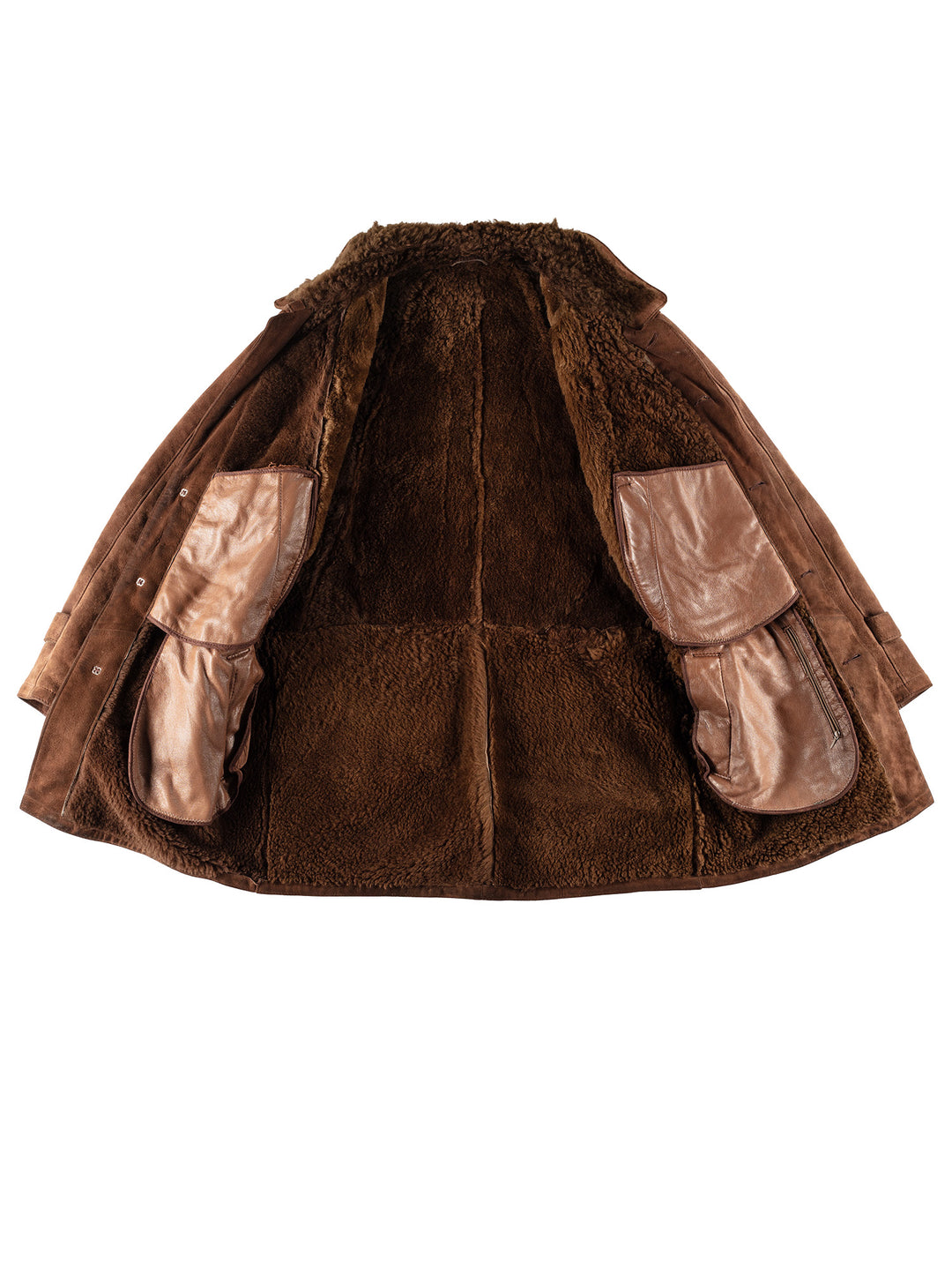 Vintage 80's Men Sheepskin Coat in BrownVN642